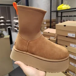 Brand Designer Snow Boots 2024 Winter New Plush Warm Women's Boots Outdoor Anti Slip and Wear-resistant Platform Short Boots 여성화