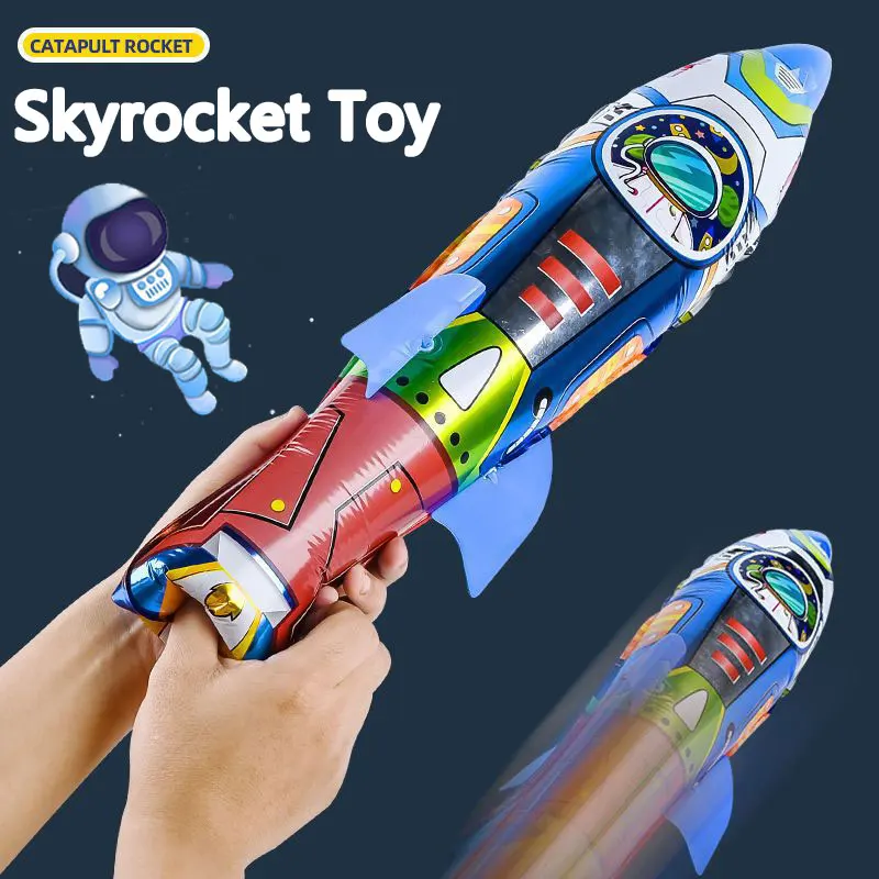 Hand thrown Non-powered Rocket Children's Outdoor sports Parent-child Interactive Toys Inflatable Press Catapult Skyrocket Toy