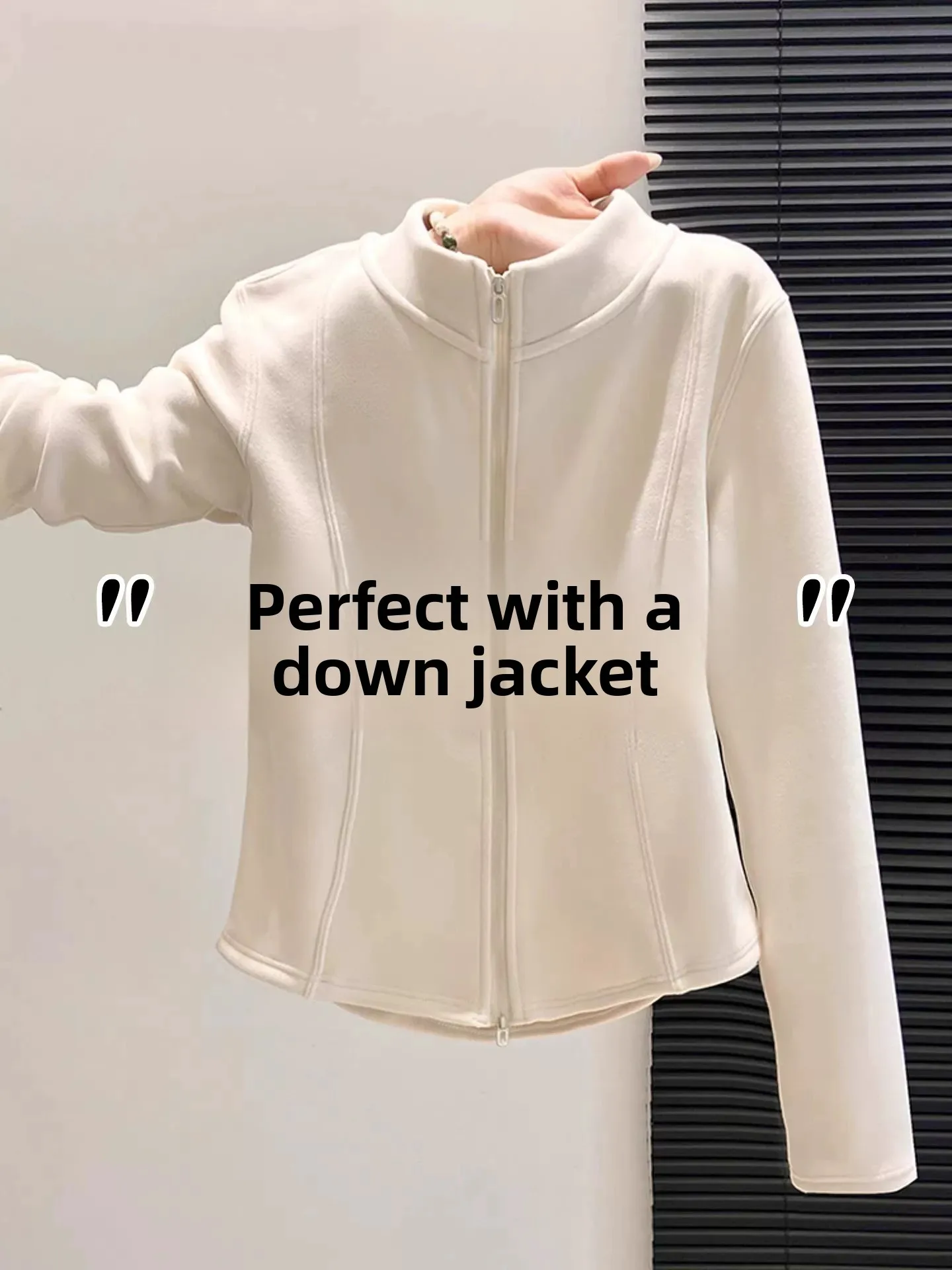 Thickened Short Women's Autumn Winter Slim Fit Warm Windbreaker Inner  Shirt Commute Style Zipper Design