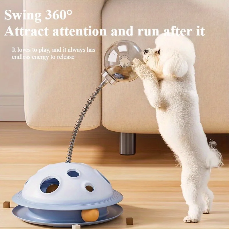[Interactive Cat & Dog Toy] 3-in-1 Interactive Cat & Dog Toy - Treat Dispenser Ball with Rotating Teaser Stick,Leak-Proof Puzzle