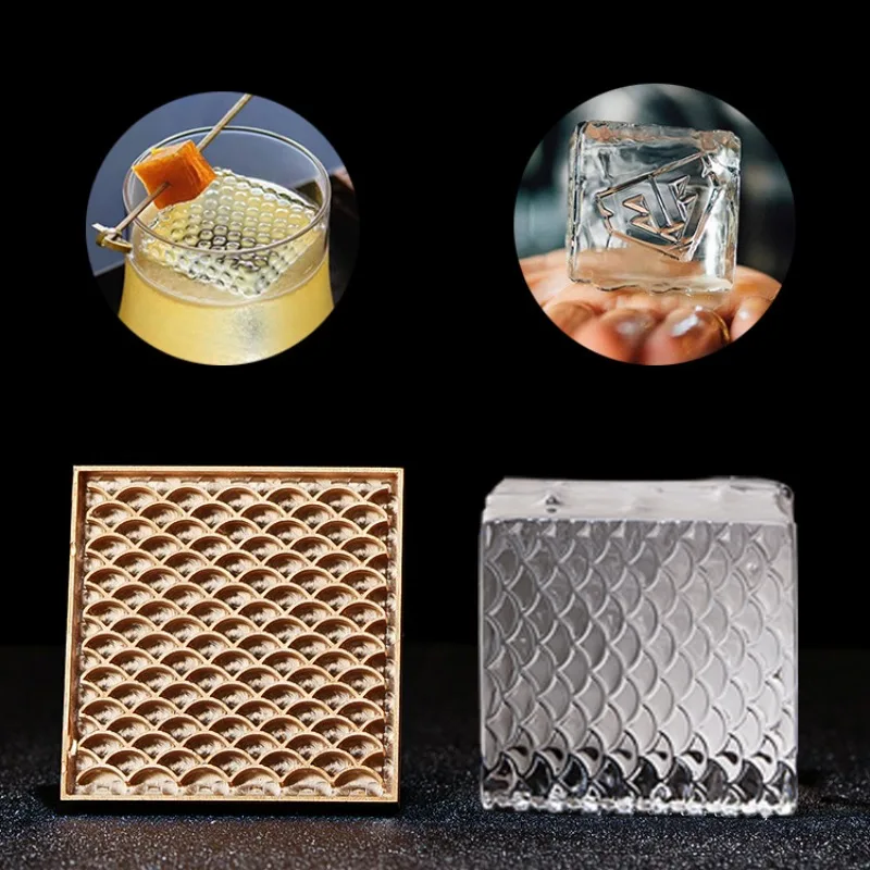 6x6cm Ice Cube Stamp Ice Stamping Plate Whiskey Bar Logo Marking Ice Printing Rapid Stamper Handle Set Brass Pressing Mold