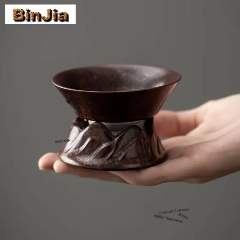 Mountain Range Kiln Fambe Tea Separator Infusor Handmade Tea Strainer Dispenser Tea Making Tea Filter Teaset Supplies Craft