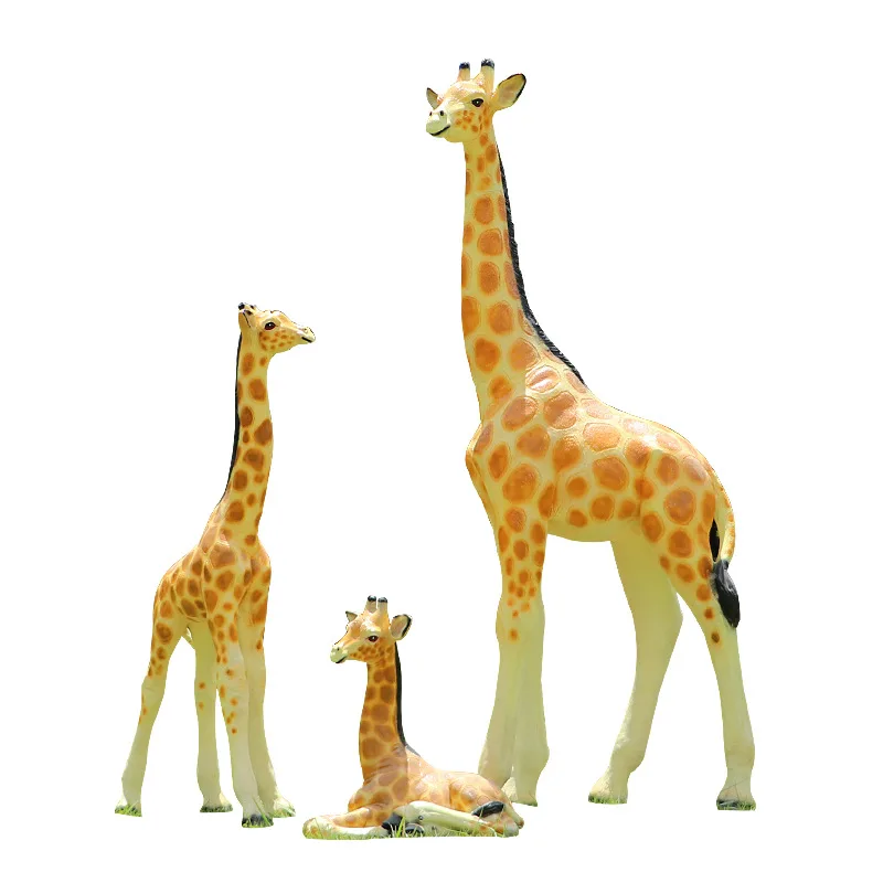 %*f Fiberglass Artificial Art Deco Freestanding Giraffe Sculpture Natural Finish Outdoor Garden Landscape Lawn Kindergarten