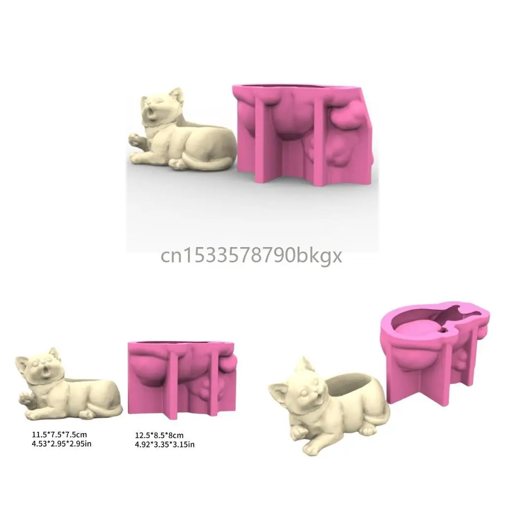 

Creative Dog Planter Casting Sturdy Silicone Mould for Handmade Cement Pots J78E