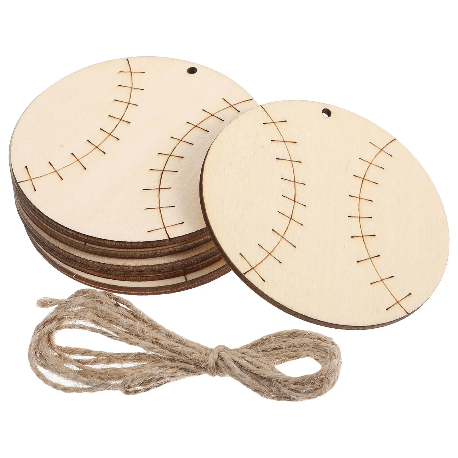 

10 Pcs Wooden Hanging Decorations Sports Baseball Cutouts Graffiti Wood Chips Hand Painted Craft Kits Smooth for Party