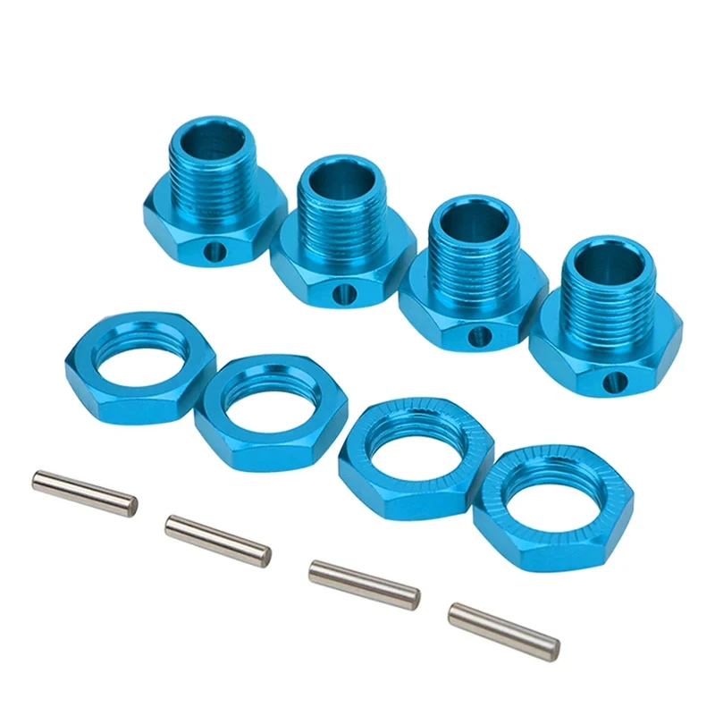 4 stuks Metalen 17mm Wiel Hex Hub Adapter met Moer 81011 voor Traxxas HPI Tamiya HSP Redcat Himoto 1/8 RC Auto Upgrade Onderdelen