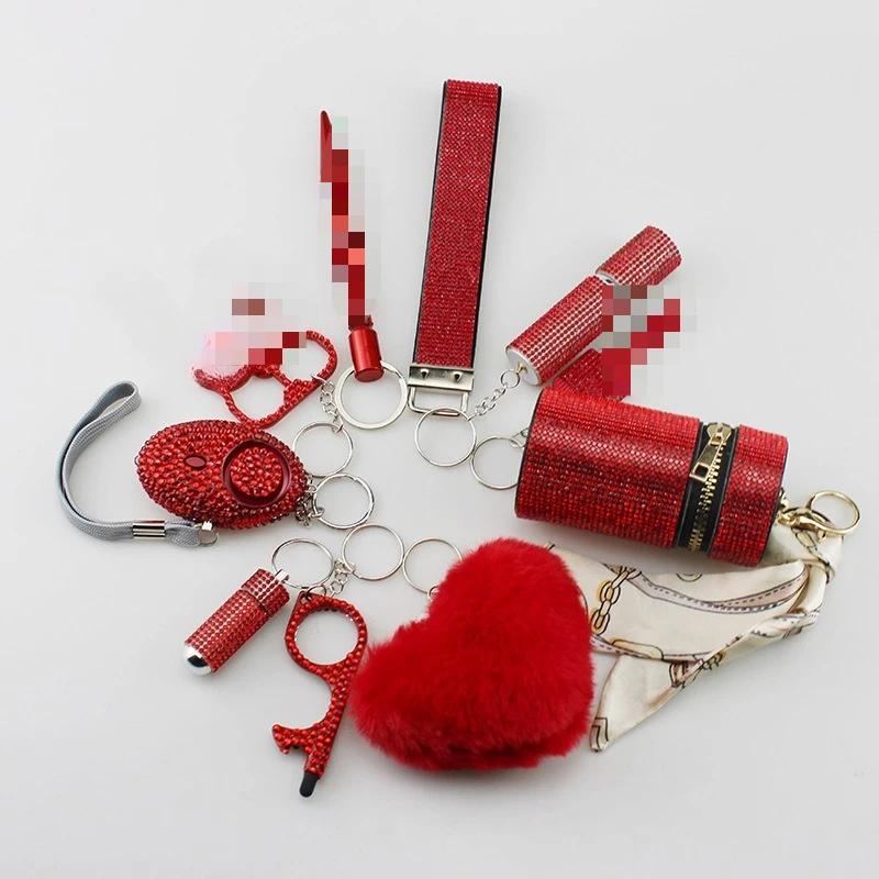 

10pcs Diamond studded Self Defense Multi functional Key Pendant Multi functional Keychain Accessories