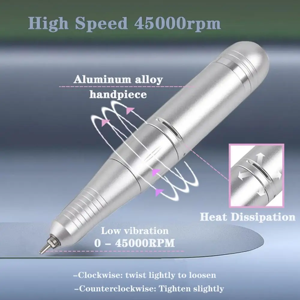 Nieuwe 45000 RPM professionele nagelboormachine Oplaadbare nagelpolijstvijl Draagbare nagelvijl met laag geluidsniveau
