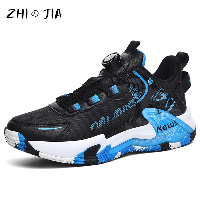 

Men's Rotating Buckle Plus Size Basketball Shoes Teenagers Anti Slip Wear-Resistant Casual Trendy Shoes Outdoor Sneaker