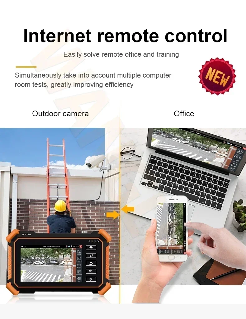 

IP CCTV Tester Monitor 5inch touch screen IP Analog Camera Tester ONVIF PTZ WIFI 12V1A output 8MP AHD TVI CVI CVBS