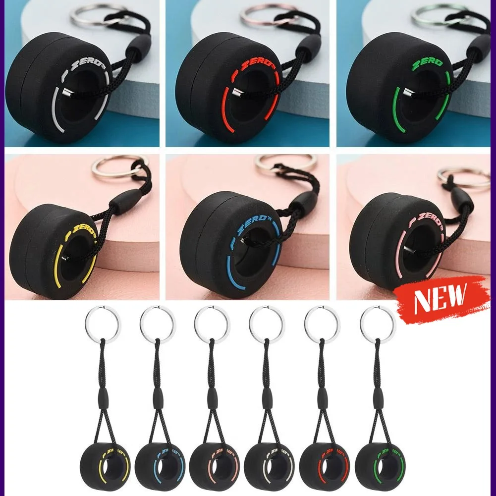 Mini F1 Racing Tire Keychain Car Key Accessories PVC Tyre Pendant Gifts For Friends Car Lovers