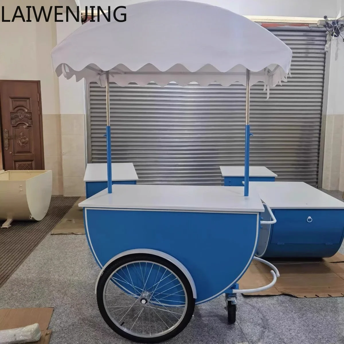 

HLZ Outdoor Market Movable trolley Sub-mall Store Drainage Dining Cart Promotional Display Cart Simple