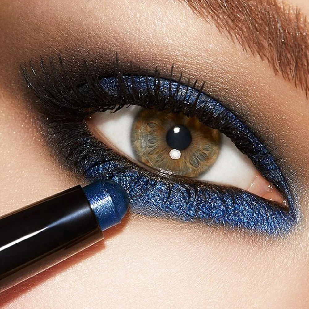 Crayon de fard à barrage imperméable, surligneur de beauté, nacré, smoky, bleu foncé, anciers de fard à barrage, paillettes métalliques, stylo pour les yeux, outil de maquillage