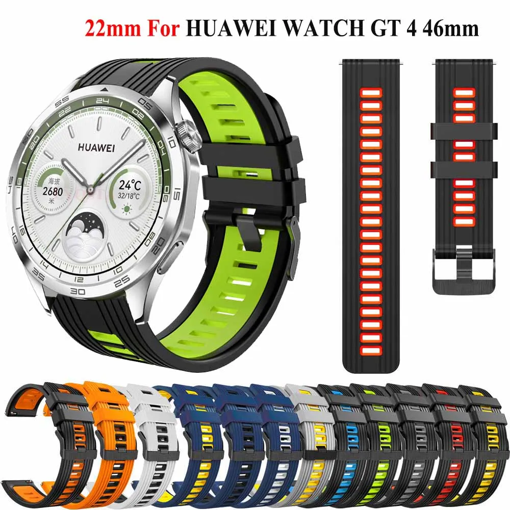 Correa de silicona para reloj inteligente, pulsera de 22mm para Huawei Watch GT4 GT 4 46mm/Watch 4 Pro, GT3 GT2 GT 3 Pro 46mm