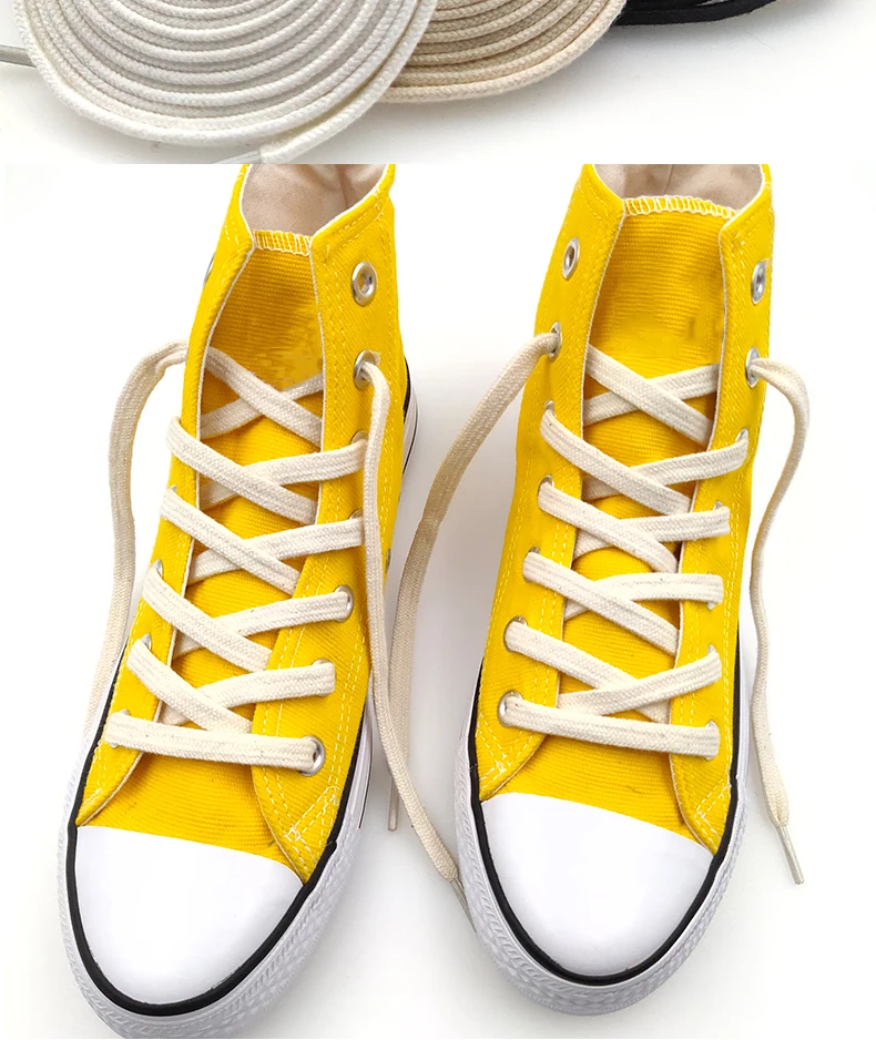1 Paar klassische Retro-Schnürsenkel, doppelt gewebt, aus Baumwolle, flache Schnürsenkel für Sneaker, Stiefel und Sportschuhe – Detail 13