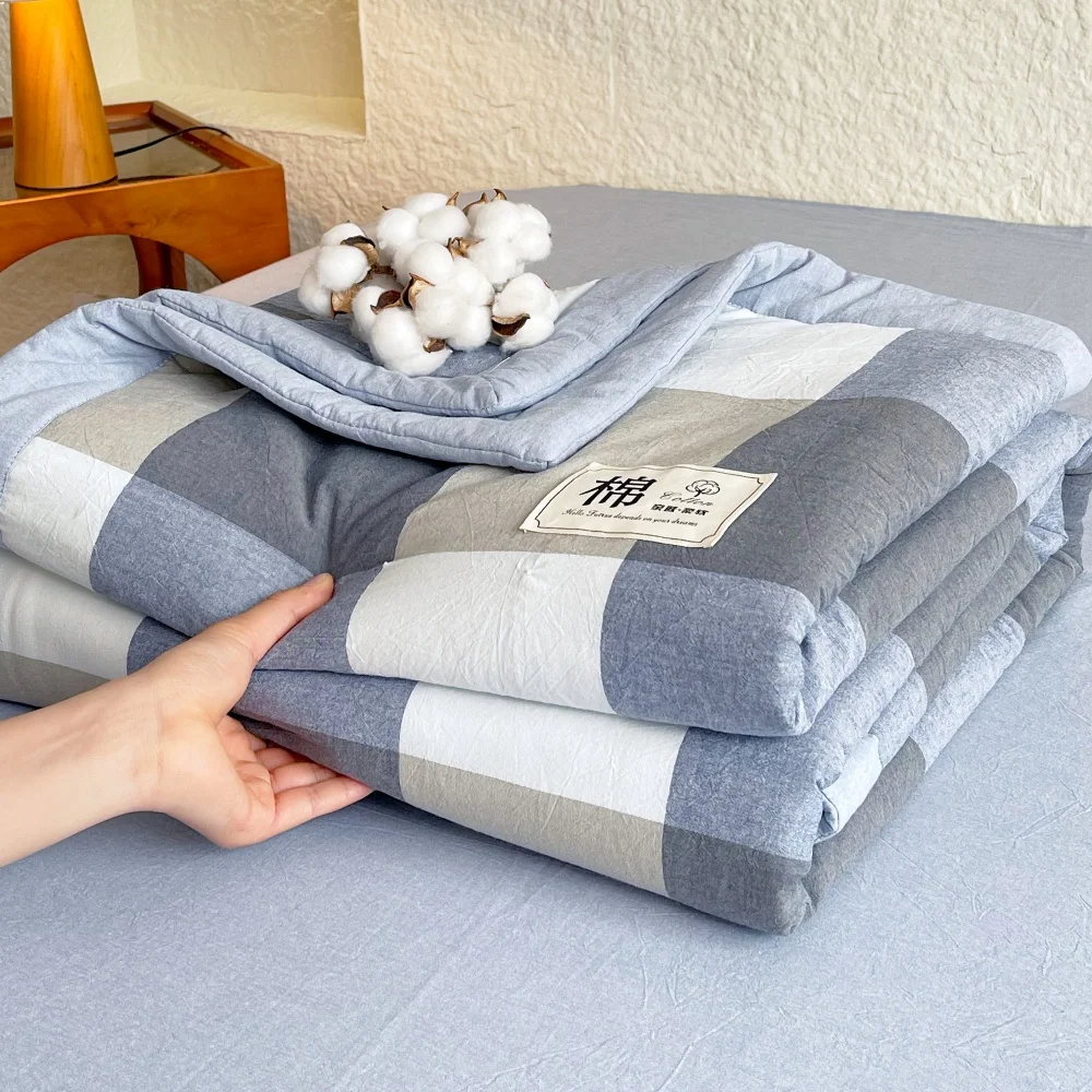 

Летнее одеяло из чистого хлопка с принтом, удобное, приятное для кожи, дышащее, тонкое, летнее одеяло для кондиционированных помещений, можно стирать в машине.