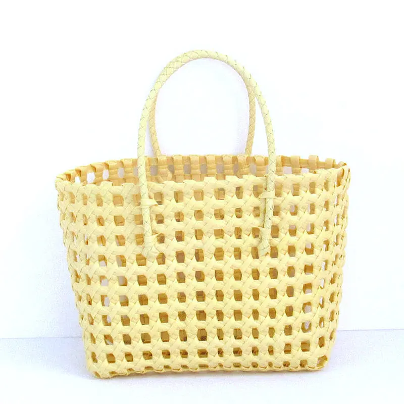 New Woven Bag Vacation Beach Bag Hollowed Out Vegetable Basket Bag Popular Hand Carry Basket Handbag