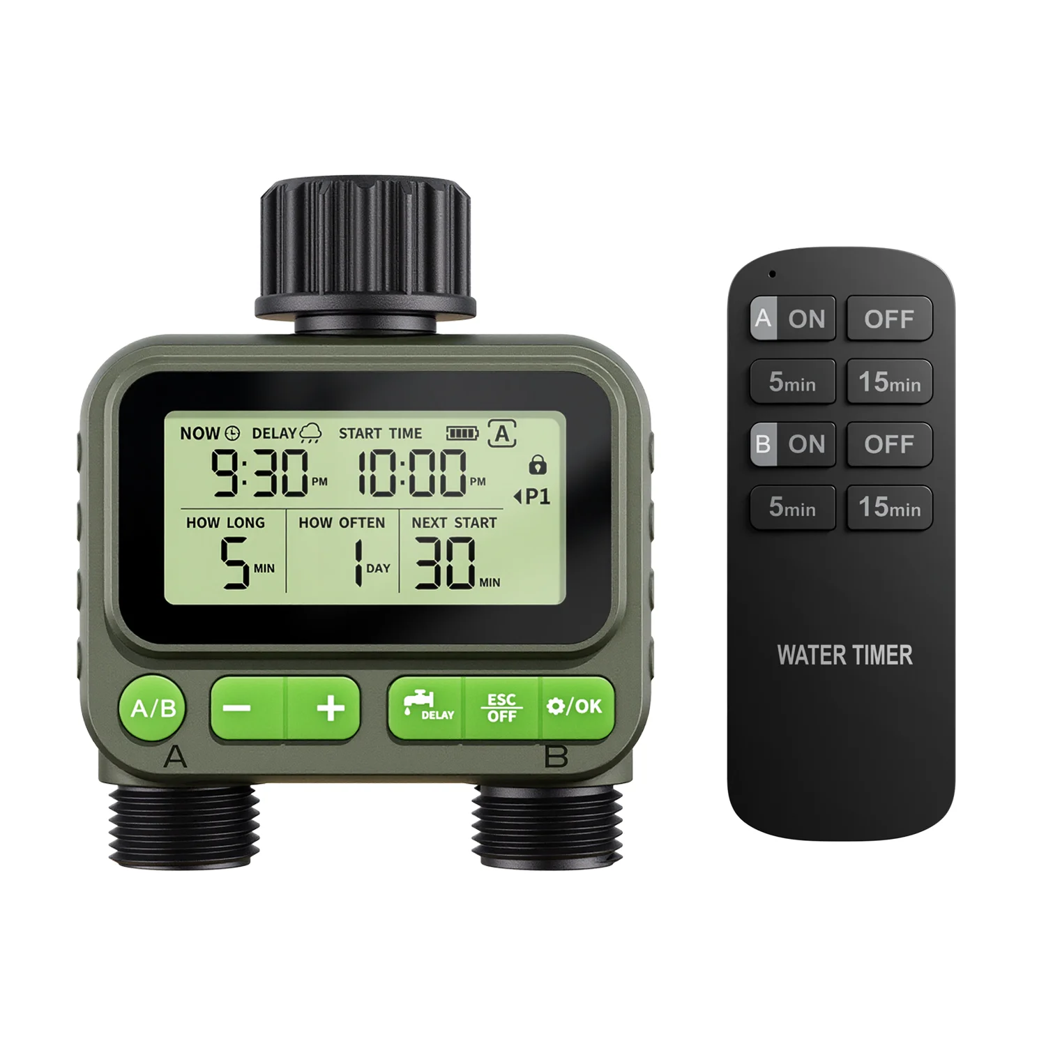 Garden Water Timer WD01 Smart Home LCD Irrigation 4-Zone Programmable AA Battery Operated Outdoor Use