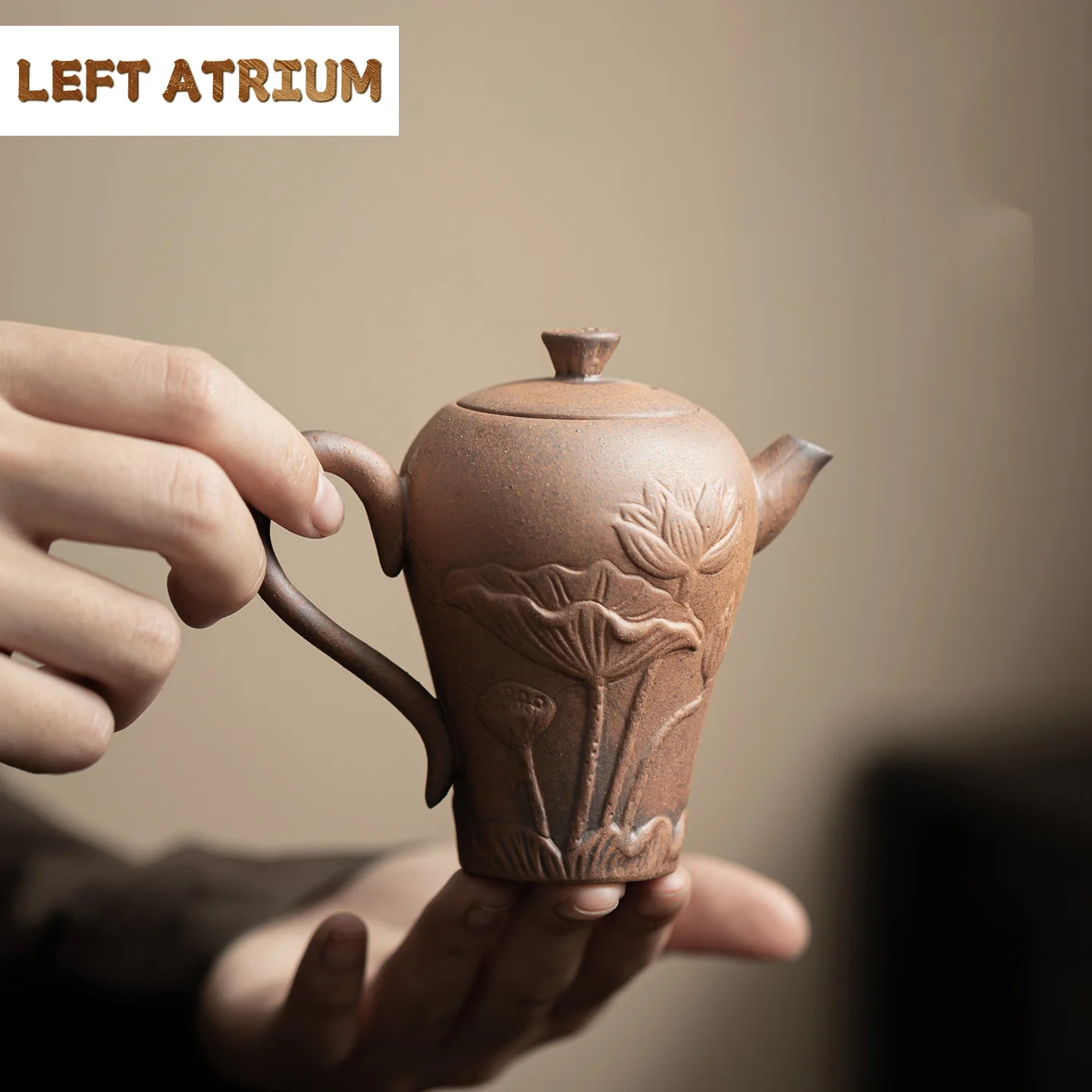 

Coarse Pottery Old Rock Mud Curved Lotus Pot Household Retro Kung Fu Tea Set Single Pot Bubble Teapot Tea Infuser Tea Kettle