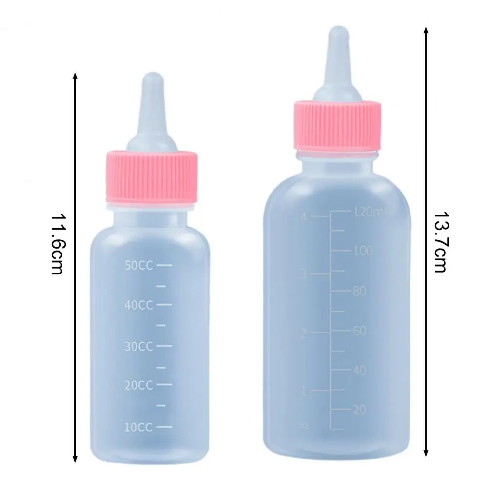 Pet Milk Feeder Soft Nipple Pet Bottle Scale Soft Nipple Pet Feeding Bottle Kits for Newborn Pets 50ml/120ml Silicone for Kitten