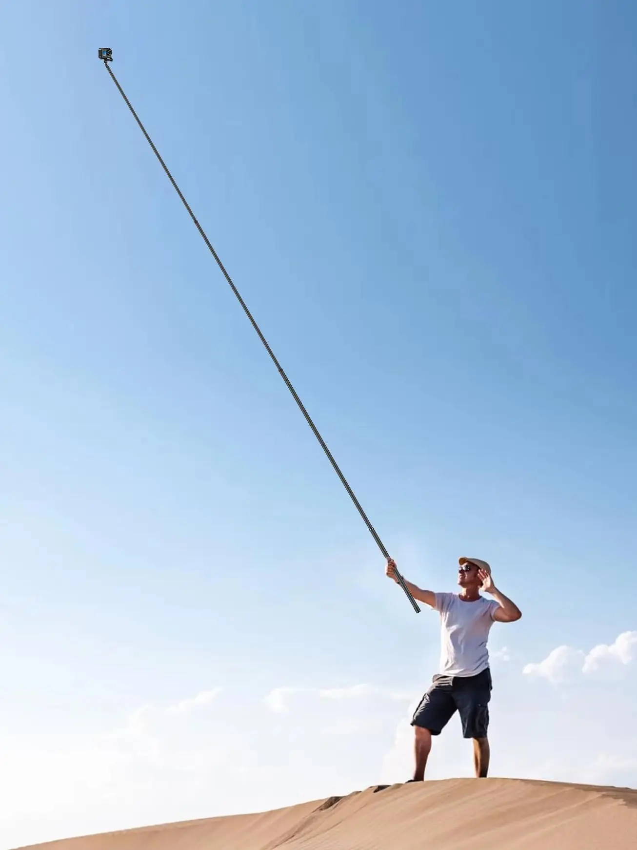 5M Carbonfaser Unsichtbarer Selfie-Stick, 1/4-Zoll-Schraub-Teleskopstange für Insta360 X5X4, DJI Action, GoPro – Detail 1