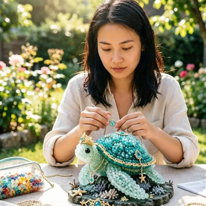   DIY Mythical Ocean Bead Set Glass Beads Display Base Instructions Included