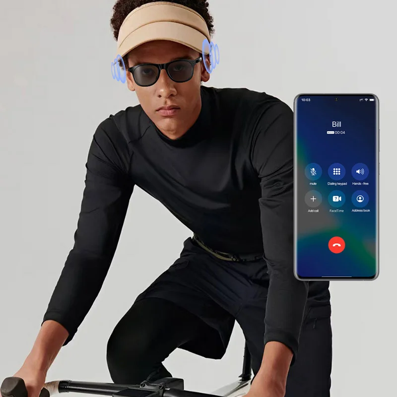 Kacamata Pintar Xiaomi AI Panggilan Bluetooth Asisten Suara Terjemahkan Kontrol Sentuh Pemutar Musik Kacamata Hitam Pria Wanita Tahan Air