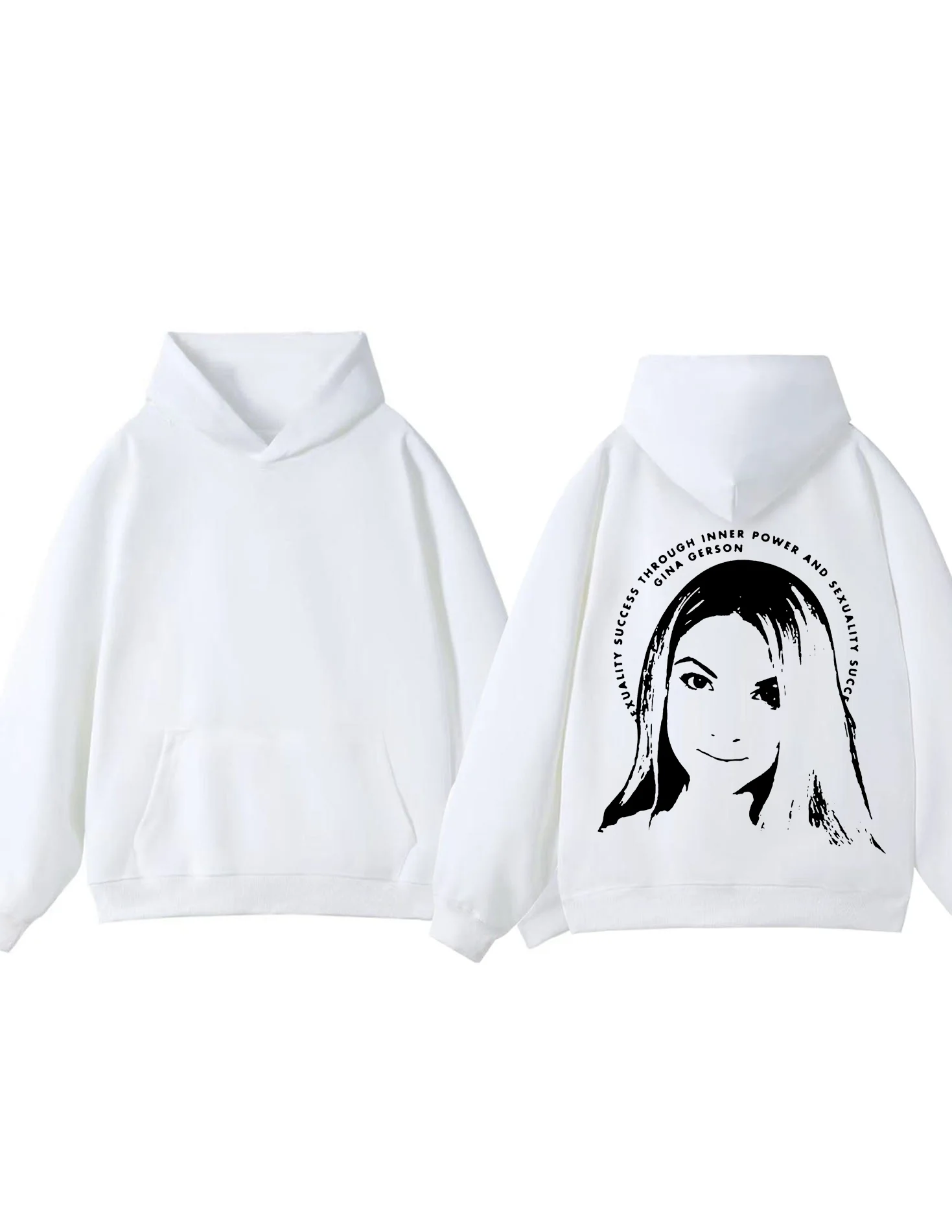 موضة خريف وشتاء 2025 سترة بقلنسوة ثقيلة الوزن 300 جرام جينا جرسون بقلنسوة للرجال والنساء ملابس الشارع بغطاء للرأس مطبوعة #1