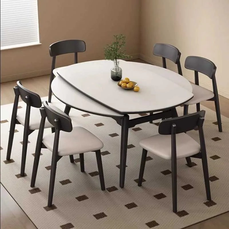 Kitchen Unfoldsnle Dining Table Extendable Long Round Folding Dining Table Restaurant Design Mesas De Restaurante Home Furniture