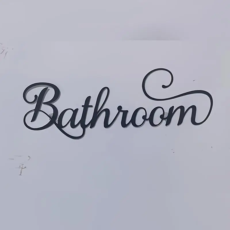 Metal Bath Sign Wall Decor, Cursive Bath Lettering, Iron Hanging Art for Bathroom, Elegant Home Office Gift