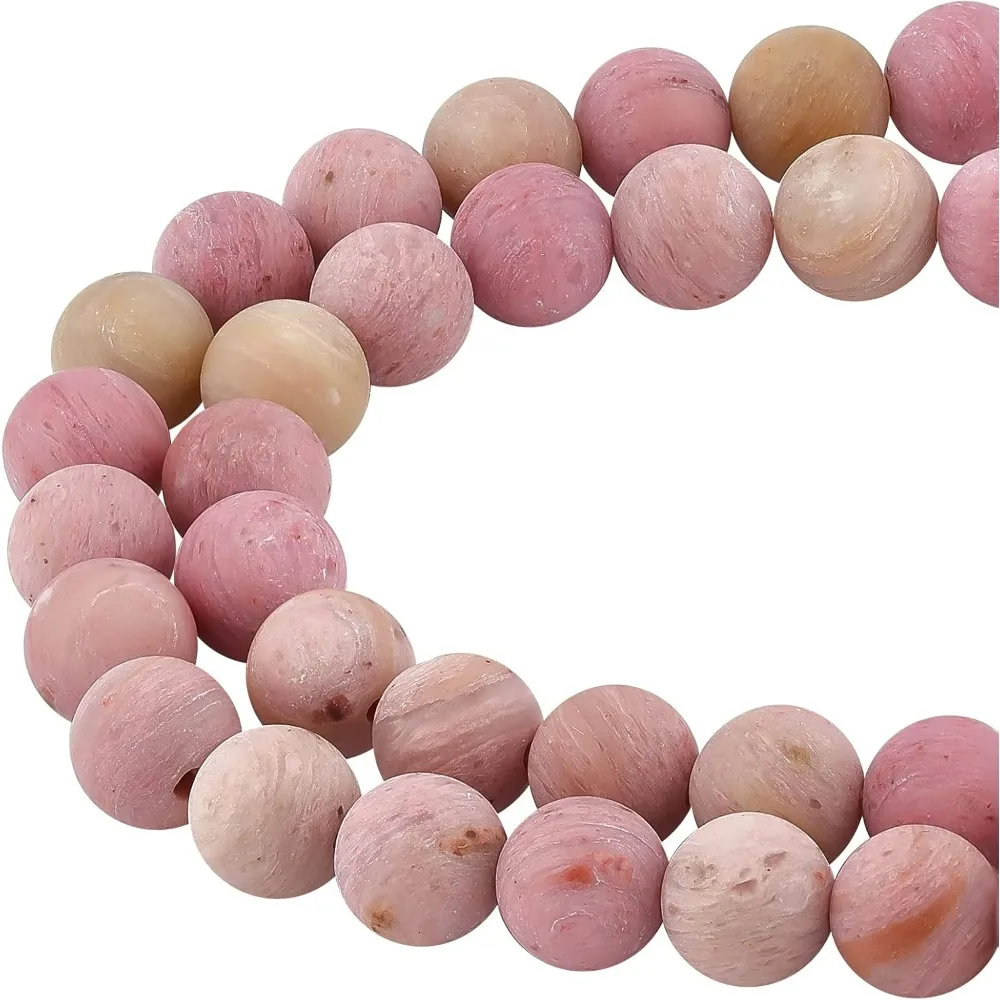 About 94 Pcs Natural Rhodonite Beads, 8mm Frosted Gemstone Beads Natural Stone Bead Gemstone Bead Round Spacer Loose Beads