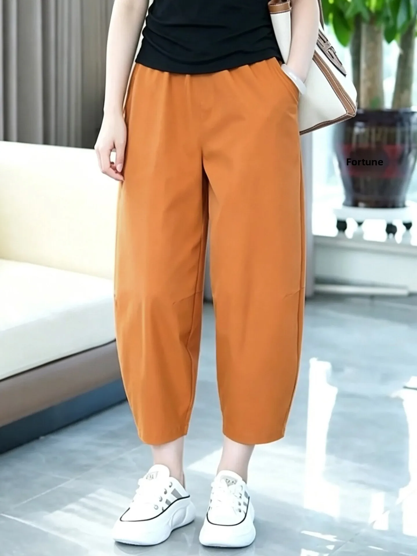 

High Waist Loose Fit Summer Ice Silk Harlan Lantern Pants Women's Casual Straight Leg Trousers Breathable Comfortable