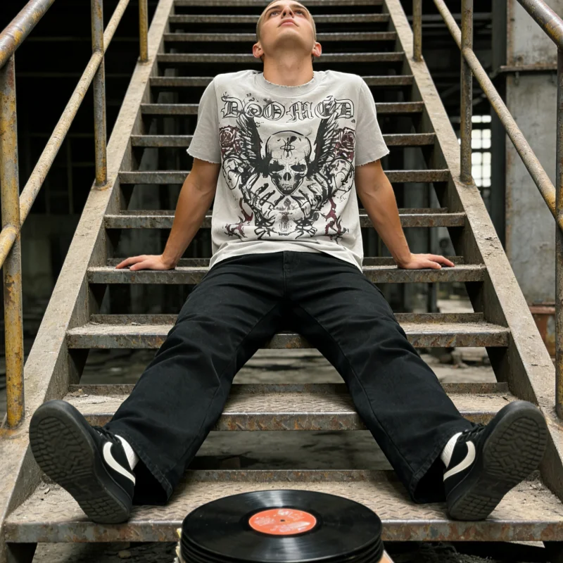 2026 T-shirt unisex retrò gotico scuro con stampa teschio a maniche corte europea americana Y2K 2026 Top alla moda