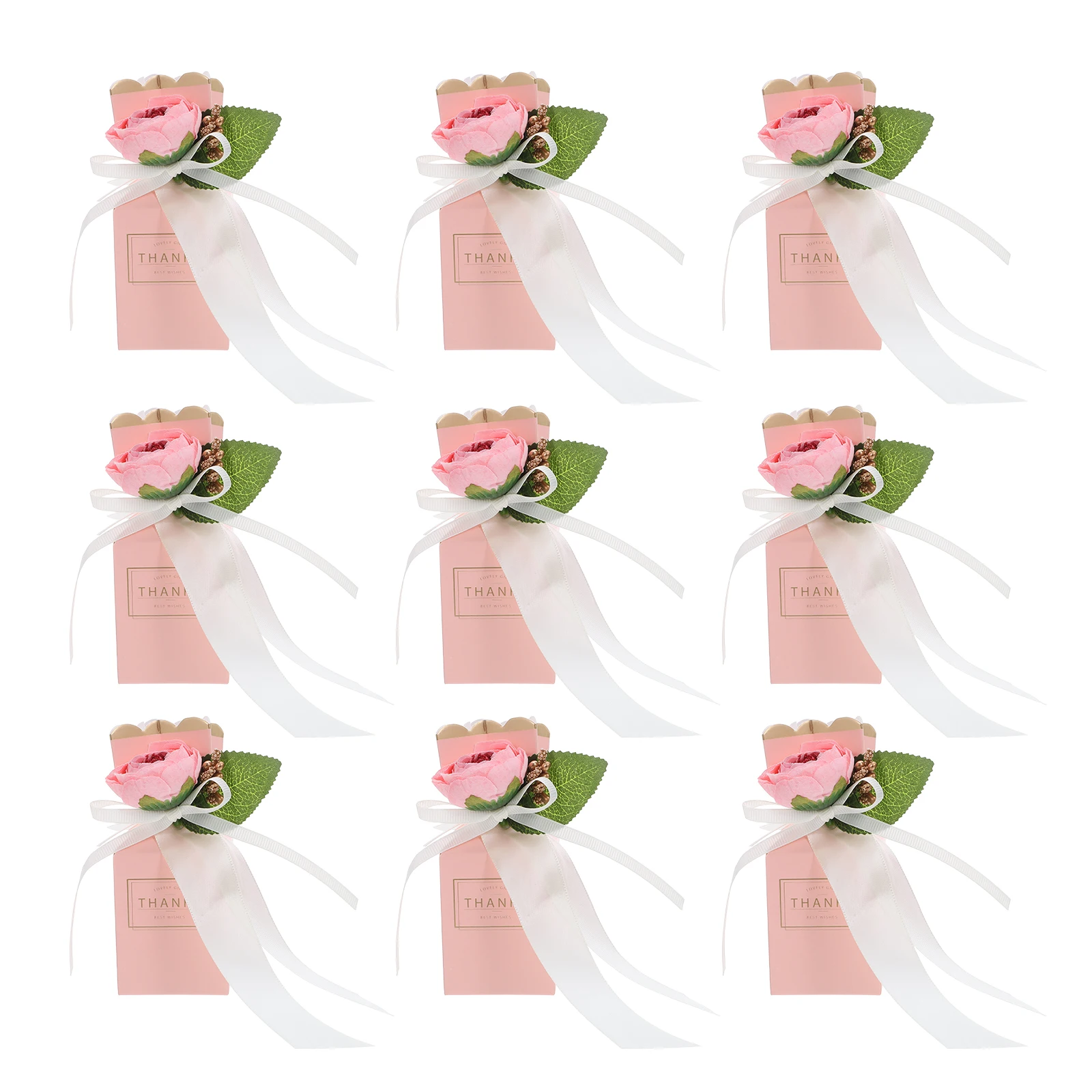 

12 Pcs Candy Box Decor DIY Chocolate Treat Boxes Favor Shower Snack Bridal Party Decorations Silk Cloth Bow Ribbon Bride
