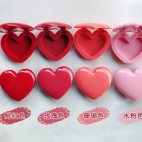 Imagen 1 del producto Caja de lápiz labial en forma de corazón de 1,4g con espejo se puede dividir en placa de presión lápiz labial sombra de ojos placa de presión caja vacía