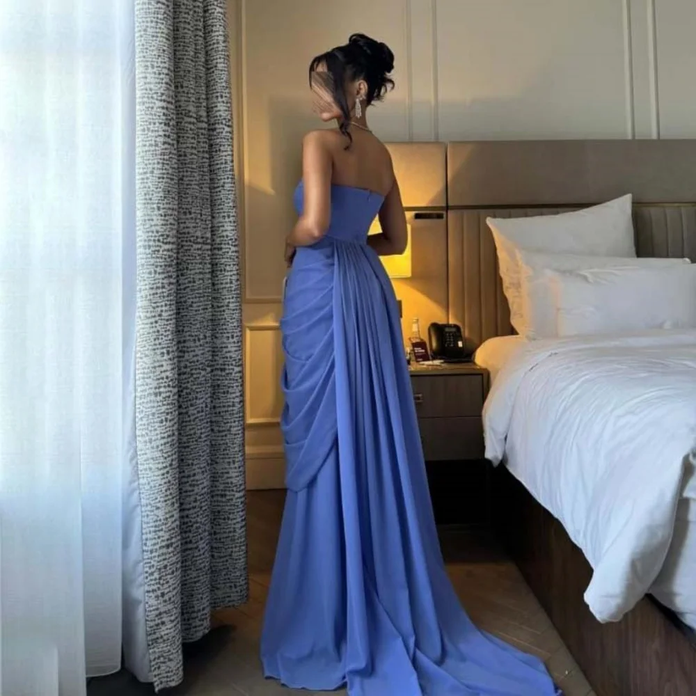 Customized Exquisite Chiffon Women Prom Dress Charming Ruffles Party Gown Strapless Floor Length evening dresses luxury 2025