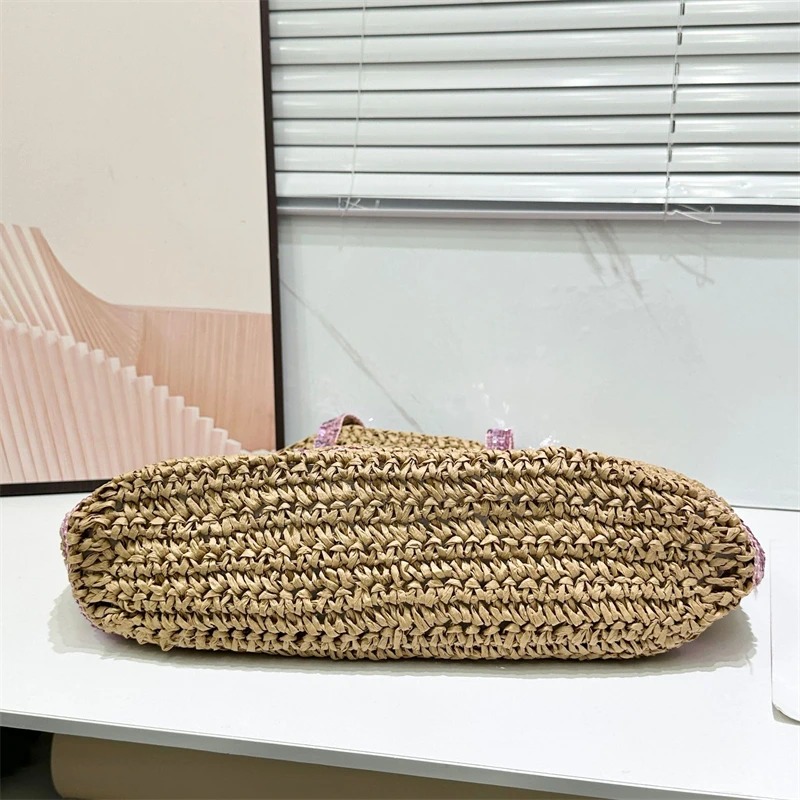 Casual Female Shoulder Handbags Totes Summer Straw Bags Women Woven Seaside Beach Vacation Shopping Bags