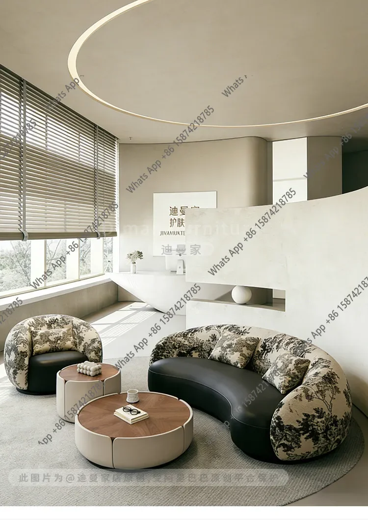 X36 Medieval Curved Small Apartment Sofa Beauty Salon Lobby Clothing Store Hotel Office Rest Area Reception