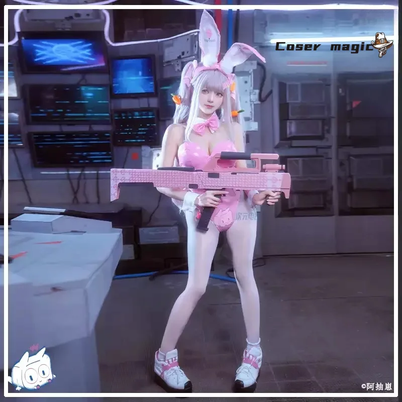 NIKKE: Kostum Dewi Kemenangan Cosplay Pink Girl Bodysuit Alice Cosplay Jumpsuit Seksi Wig Hallow Girls Wanita