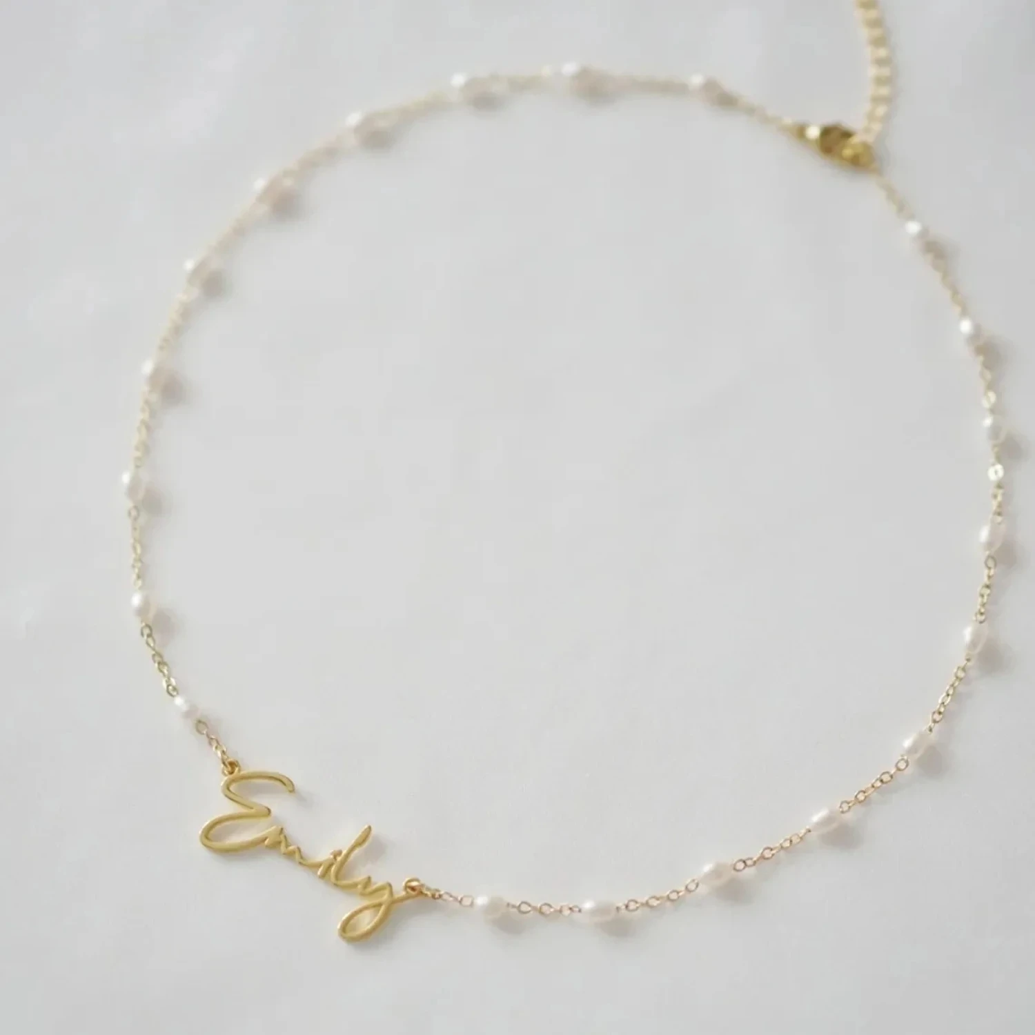 Customized Name Pearl Beaded Necklace Personalized Pearl Bracelets Stainless Steel Name Pendant Women Girls Jewelry Gifts