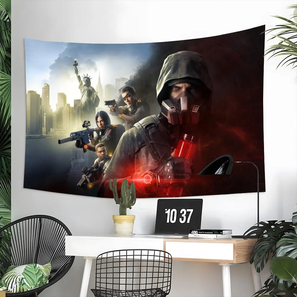 Famous Game T-The Division 2 Tapestry Aesthetic Wall Hanging Decor Microfiber Fabric Art for Bedroom Living Room Home