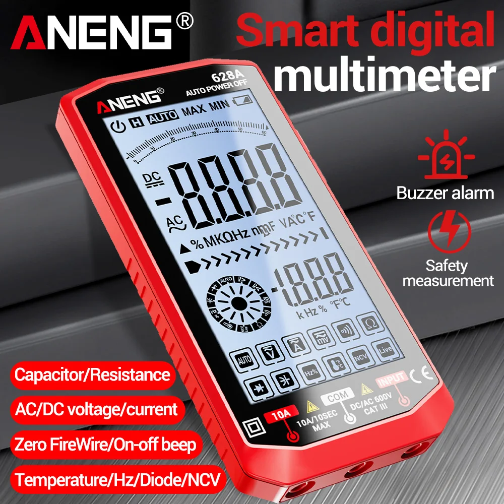 

Digital Automatic Multimeter Professional 6000 Counts Large screen AC/DC voltage current 628A Ammeter Detector Test Tools