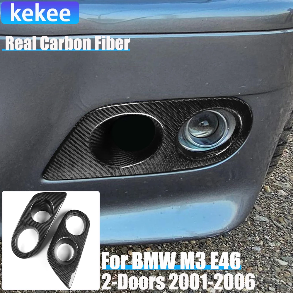 

2PCS Real Carbon Fiber Car Accessories Front Fog Light Lamp Cover Trim For BMW M3 E46 2-Doors 2001 2002 2003 2004 2005 2006