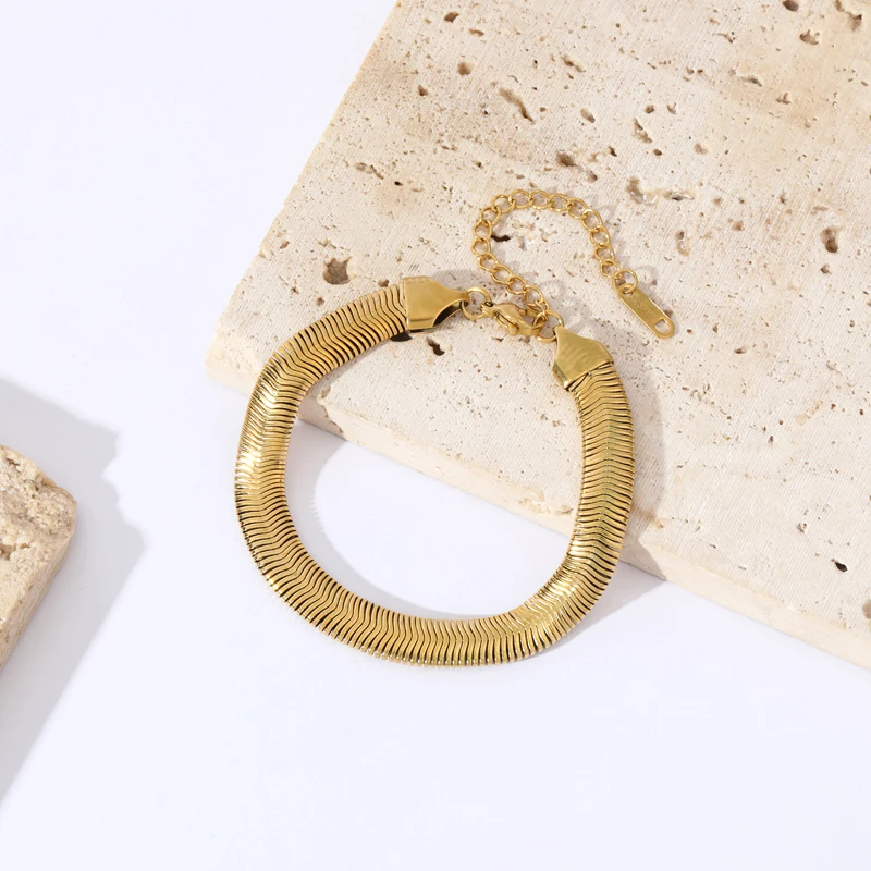 EILIECK 316L Edelstahl Goldfarben Dicke Schlangenkette Halskette Armband für Frauen Mädchen Mode Schmuckset Geburtstagsgeschenk – Detail 10