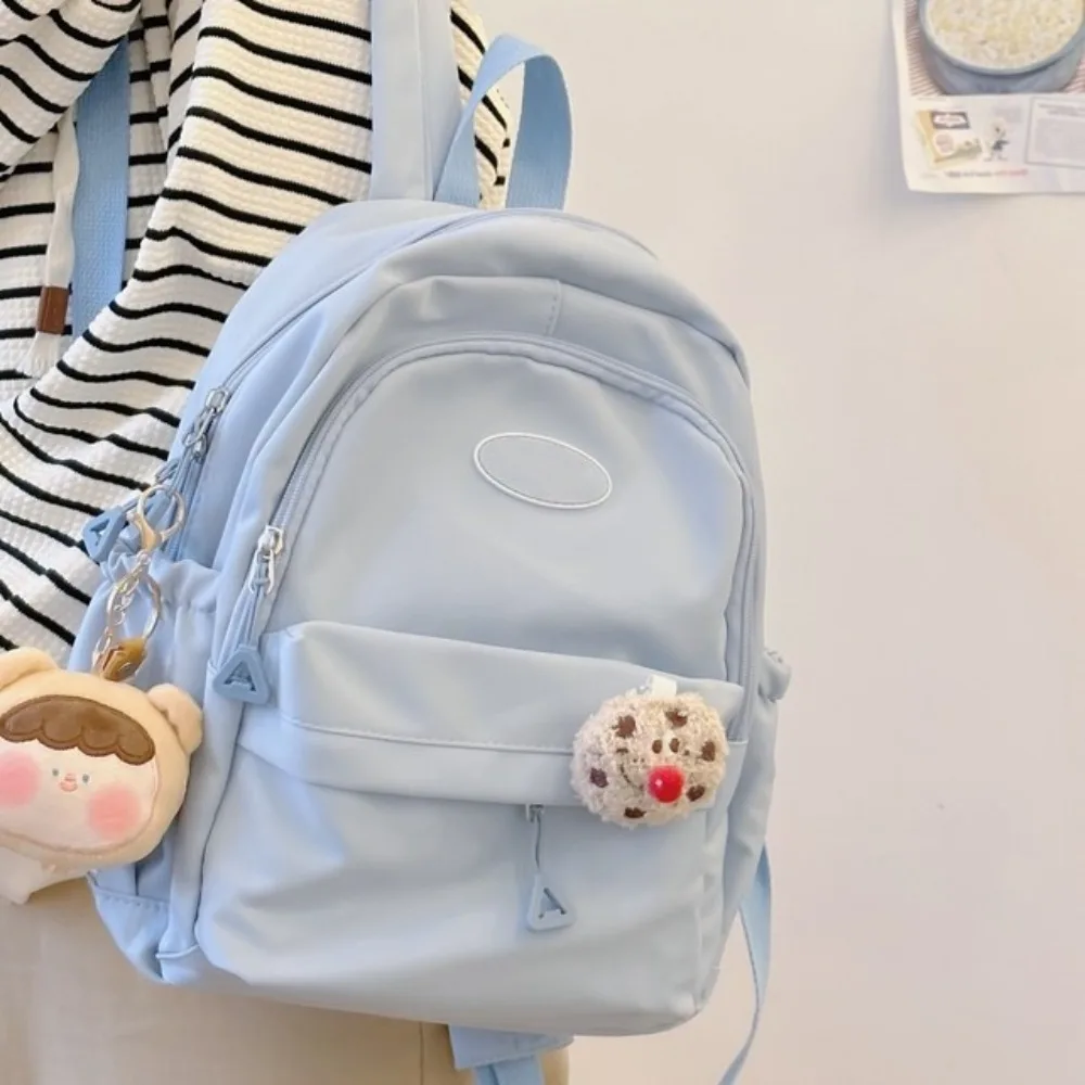 

Portable Large Capacity Women's Backpack Nylon Waterproof School Backpack Lightweight Solid Color School Bags Students