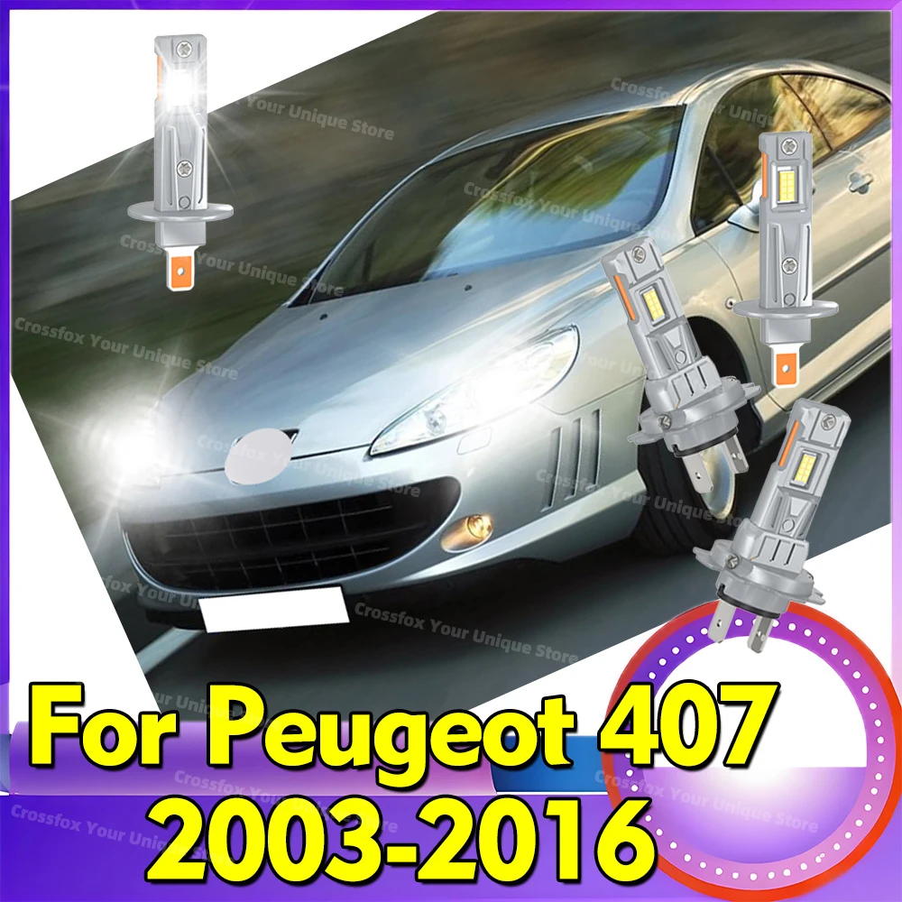 

2/4x светодиодные лампы для фар 6000K 30000LM для Peugeot 407 2003-2016, ближний и дальний свет