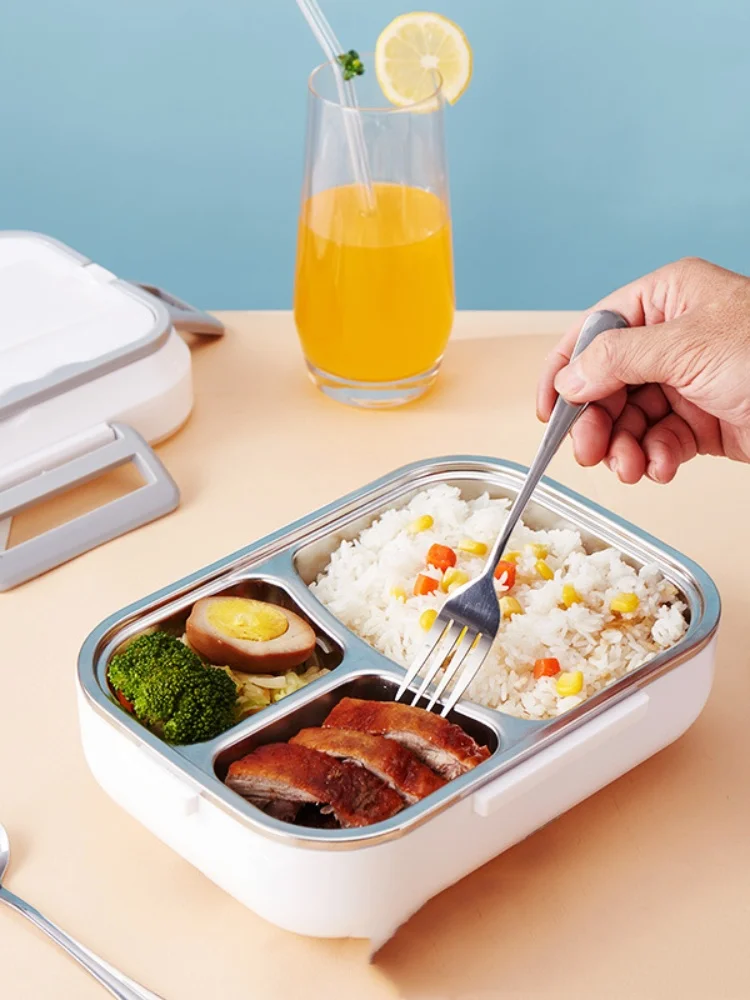 Portable electric lunch box 1 bottle pc car stainless steel plastic 2-in-1 household insulation heating lunch box can be plugged