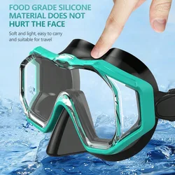 Scuba Diving Mask Panoramic 3 Window Snorkel Mask with Nose Cover Anti Fog Snorkel Goggles Gear Free Diving & Swim Training