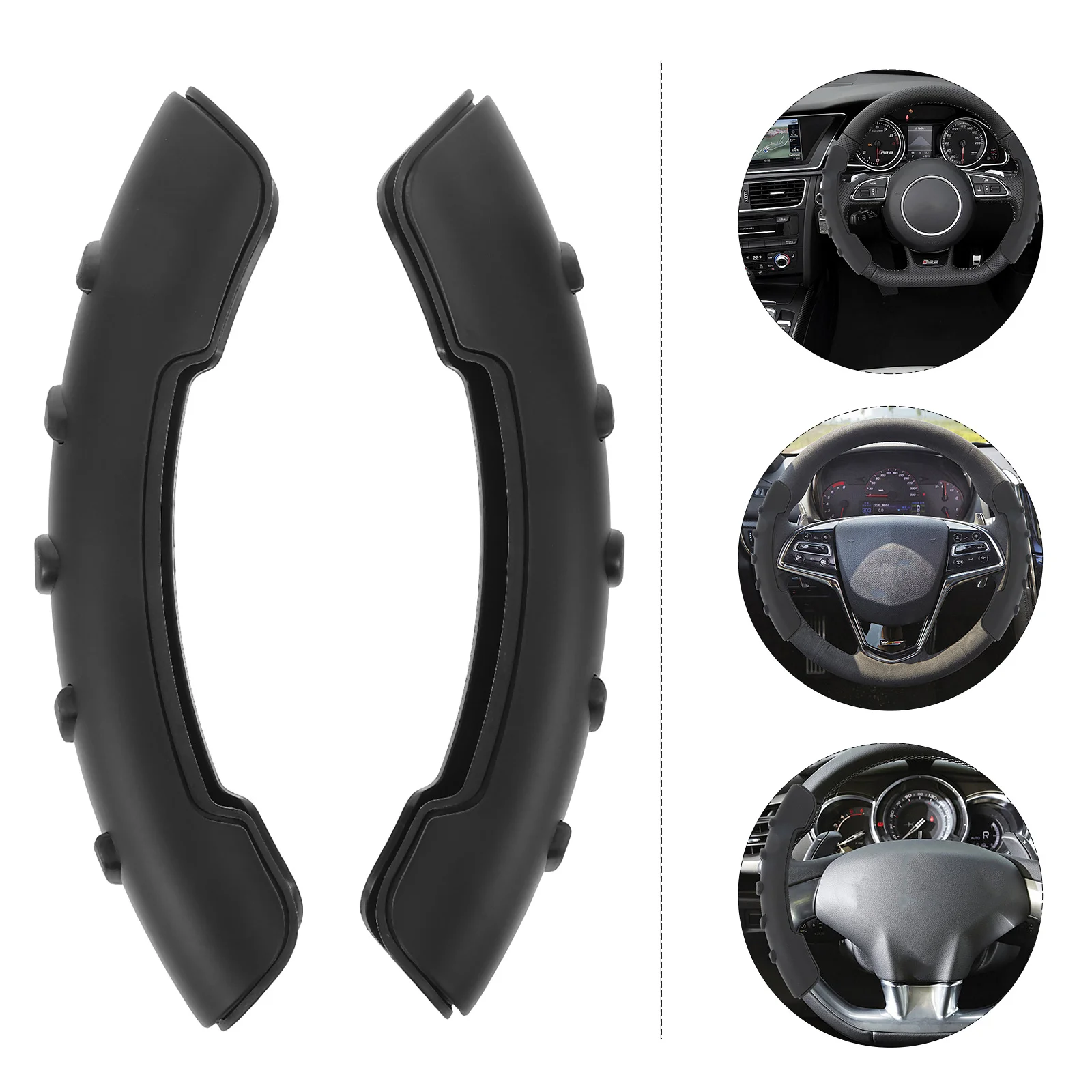 

2Pcs Rubber Steering Wheel Cover Universal Anti Slip Soft Odorless Texture Protector Car Accessories Interior Stylish
