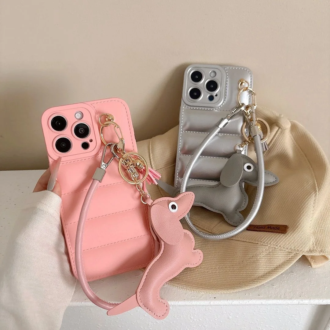 3D Dachshund Dog Cases For Samsung Galaxy A17 A36 A56 A31 A30 A20 A12 M12 A11 M11 A10s A10 M10 Case With Strap Down Jacket Cover